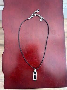 Brighton Heavenly Cross Black Corded Pendant Necklace